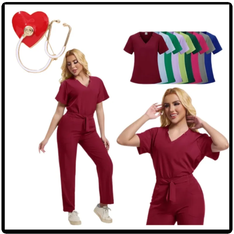

Waiter Suit Set Beauty Salon Work Uniform Comfortable Breathable Short Sleeve with Brooch
