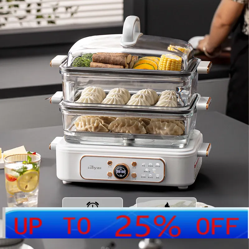 CX full glass household large-capacity steamer multi-functional reservation steam pot