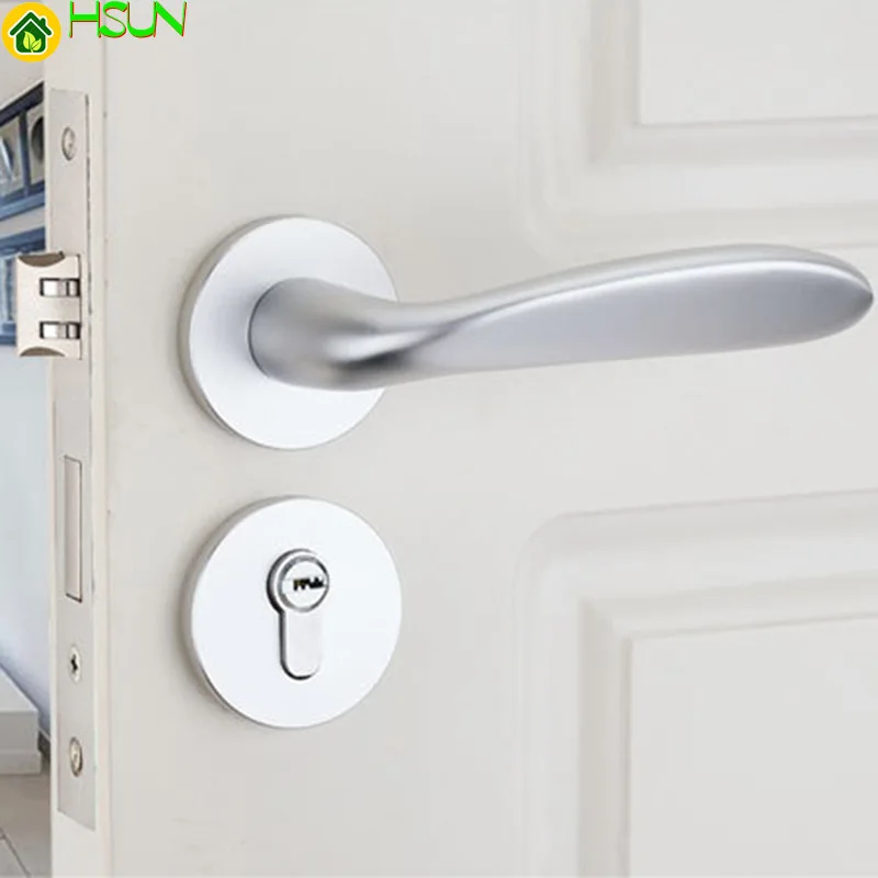 

Indoor lockset alumina Split lock Solid wood locks white Space aluminum Handle door lock Bedroom No fading