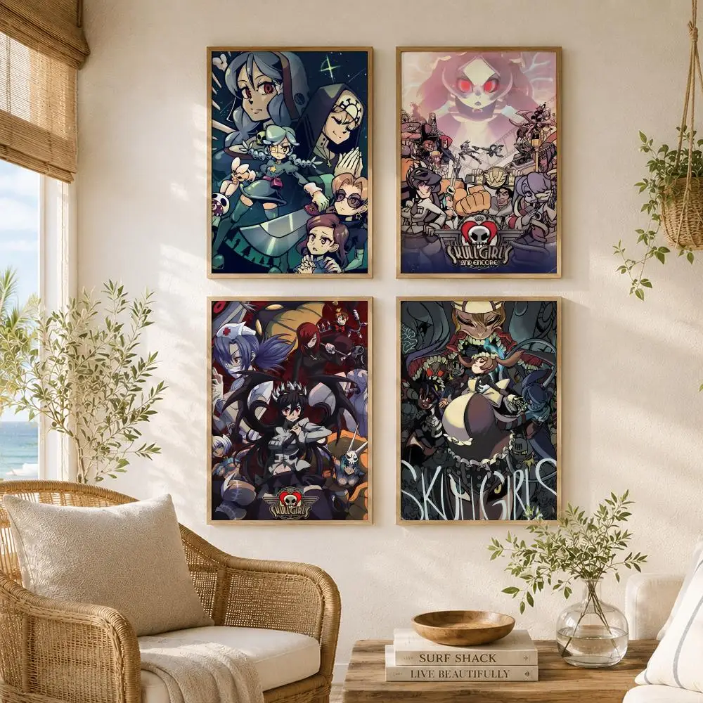 Video Game S-Skullgirls Painting Calligraphy High-Quality Canvas Wall Mural Crease-Free For Living Room Bedroom Interiors