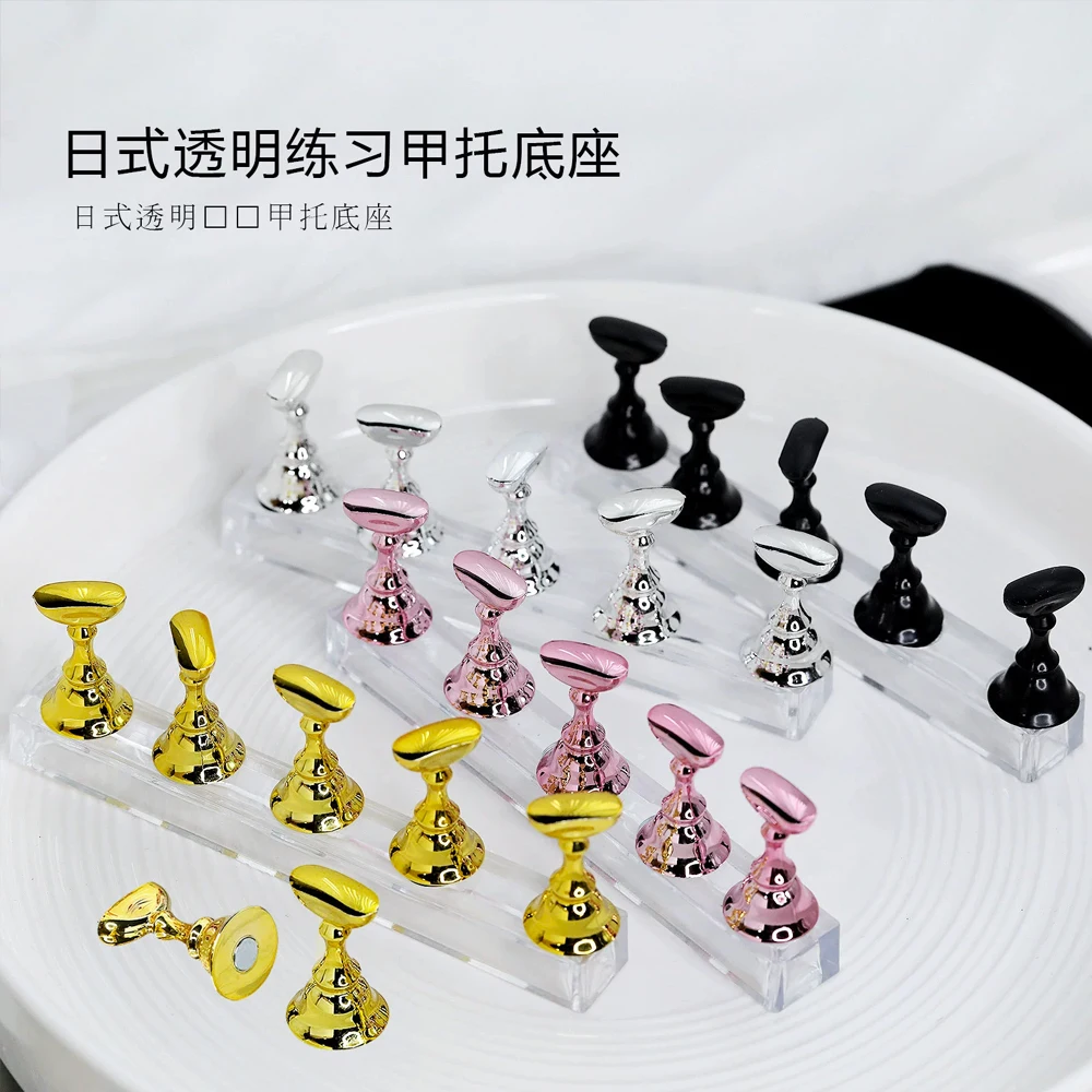 5 szt. Różowe Magnetyczne Stojaki na Paznokcie do Sztucznych Paznokci, Ekspozytor z Plastikową Bazą Magnetyczną, Narzędzia do Salonu, DIY i Ćwiczeń