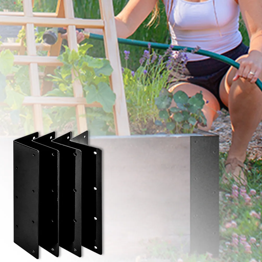 Staffe angolari per letto da giardino rialzate da 4 pezzi con viti Staffe angolari da giardino in metallo Staffe angolari a forma di L in metallo per letto da 20-24 pollici