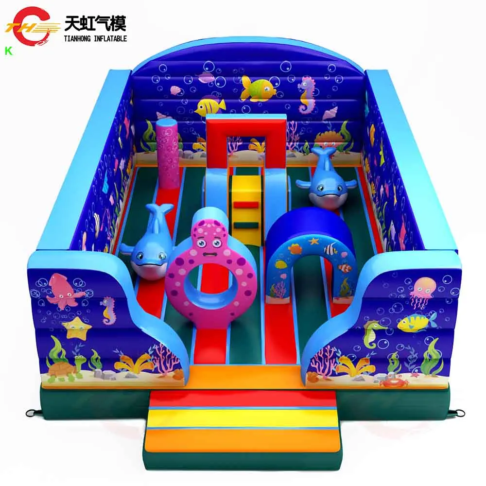7x5m Sea World Theme Commercial Inflatable Bouncer Obstacle for Children Indoor Inflatable Bounce Castle Playground with Blower