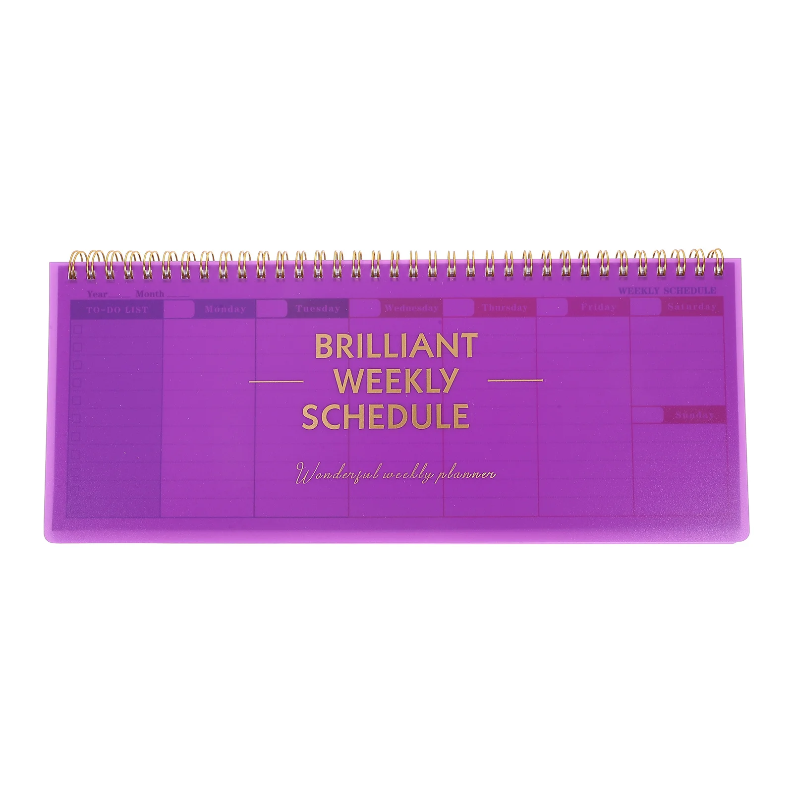 

Undated Weekly Planner Notepad 8.5X11 Inches 60 Sheets Purple Spiral Bound Horizontal Layout Work Schedule Planner Task List