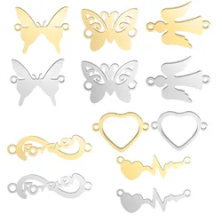 10Pcs Stainless Steel Butterfly Heart Letter No.8 & Angel Charms Connectors for DIY Jewelry Making Bracelet Supplies Accessories