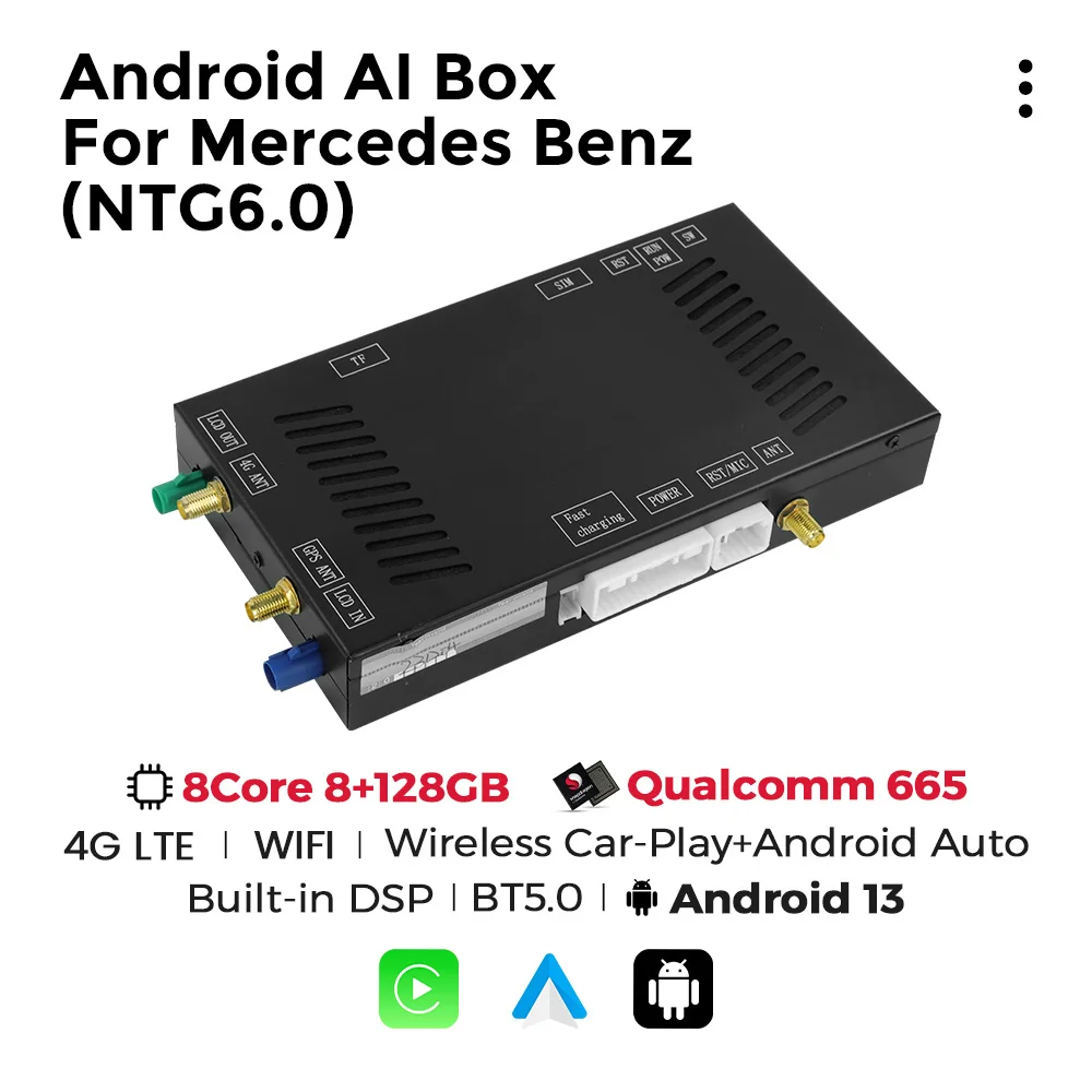 Android AI BOX For Mercedes Benz 2020-2023 NTG6.0 Android decoding box up to 8+128G 8Core For Wireless Carplay Android Auto WIFI