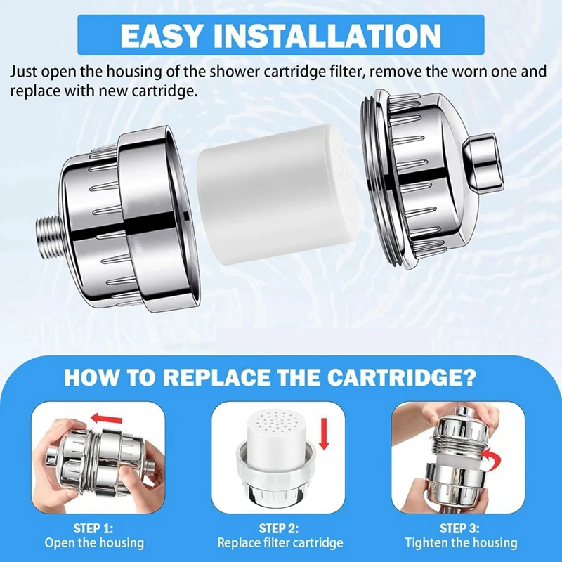 Cartouche de rechange pour filtre de douche à 20 niveaux, recharges pour supporter ficateur d'eau dure, 6 paquets