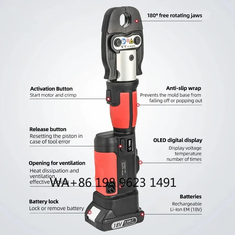Rechargeable Hydraulic Pipe Crimping Pliers, Portable Press Tool for stainless steel water pipe, widelyin plumbing installation