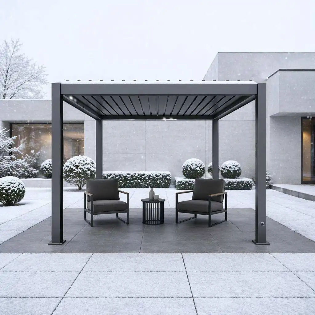 Rainproof Snow Proof Outdoor Pavilion Frosted Treatment Fashion Aluminum Alloy Pergola Wear Resisting Assembled Party Gazebo