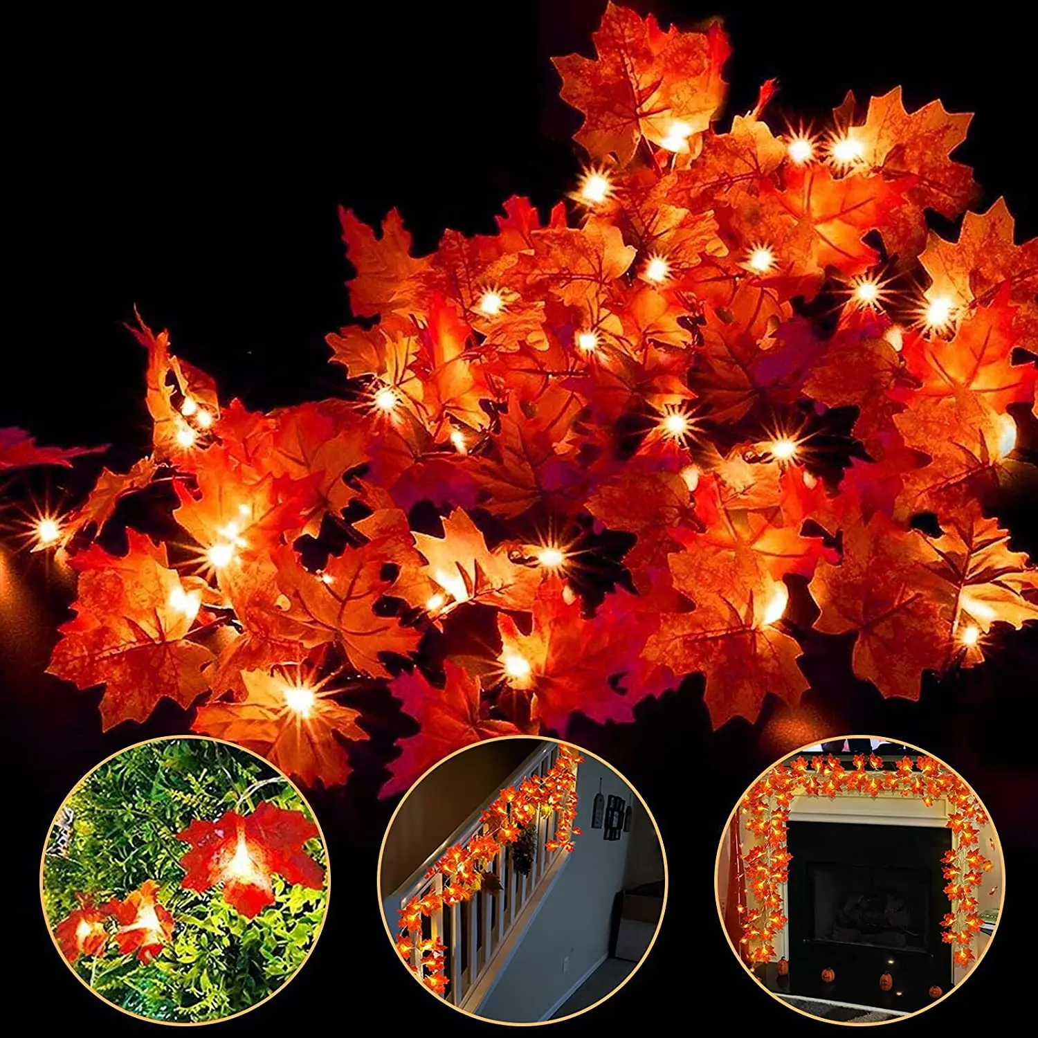 Fall Decorations String Lights 3M 20LED  With Battery-operated Garland For Home Autumn Thanksgiving  Christmas Halloween Decor