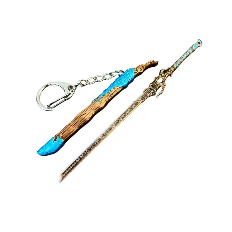 12cm 애니메이션 Qianqiu 칼 복제 Meng Chuan의 금속 무기 모델 합금 Katana 디스플레이 수집가의 데스크탑 장식 소년 선물