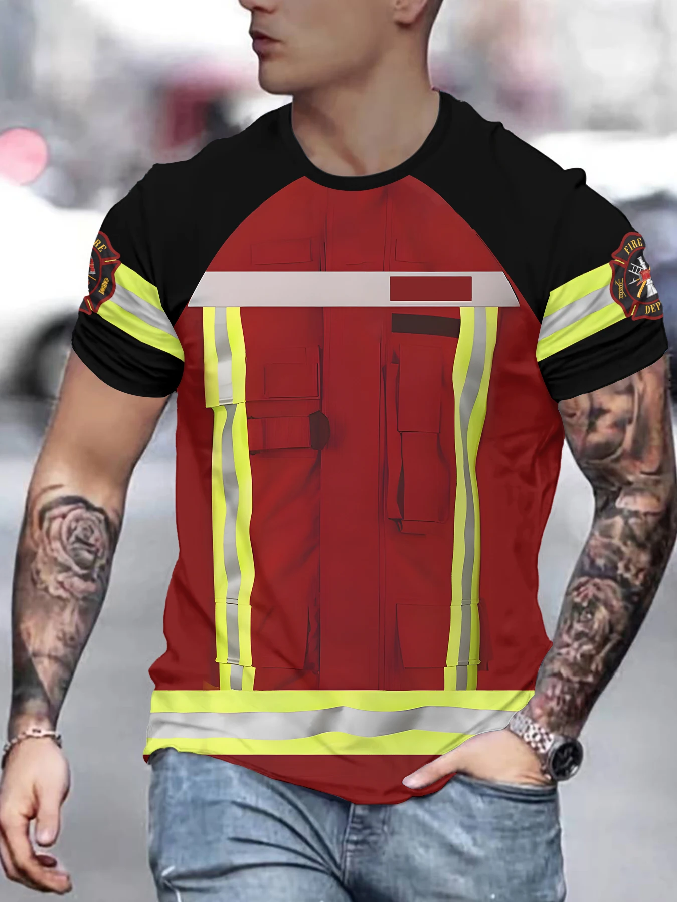 

Men's 3D Digital Printed Casual T-Shirt, Fashionable and Breathable Top
