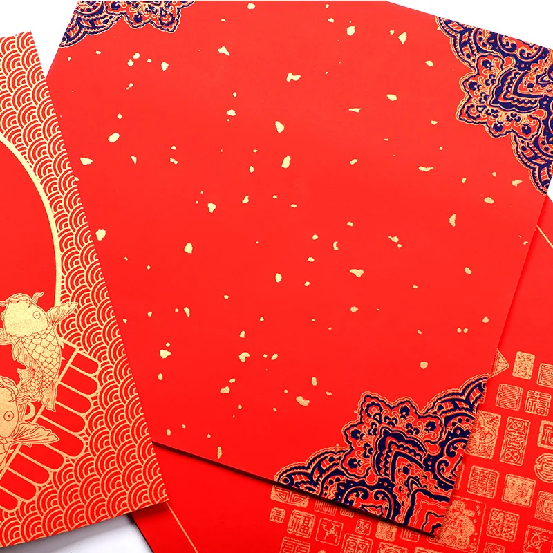 New Year Red Xuan Paper Chinese Spring Festival Wedding Blessing Lucky Square Calligraphy Papier DIY Batik Half Ripe Xuan Paper