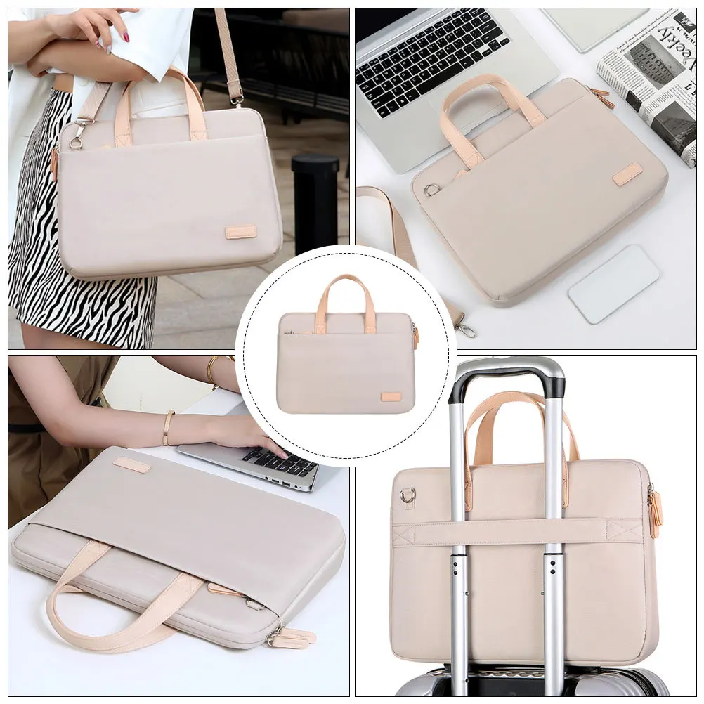 

1pc Laptop Bag Large Capacity Detachable Shoulder Strap Shockproof Lightweight Notebook Sleeve For Business Office Travel