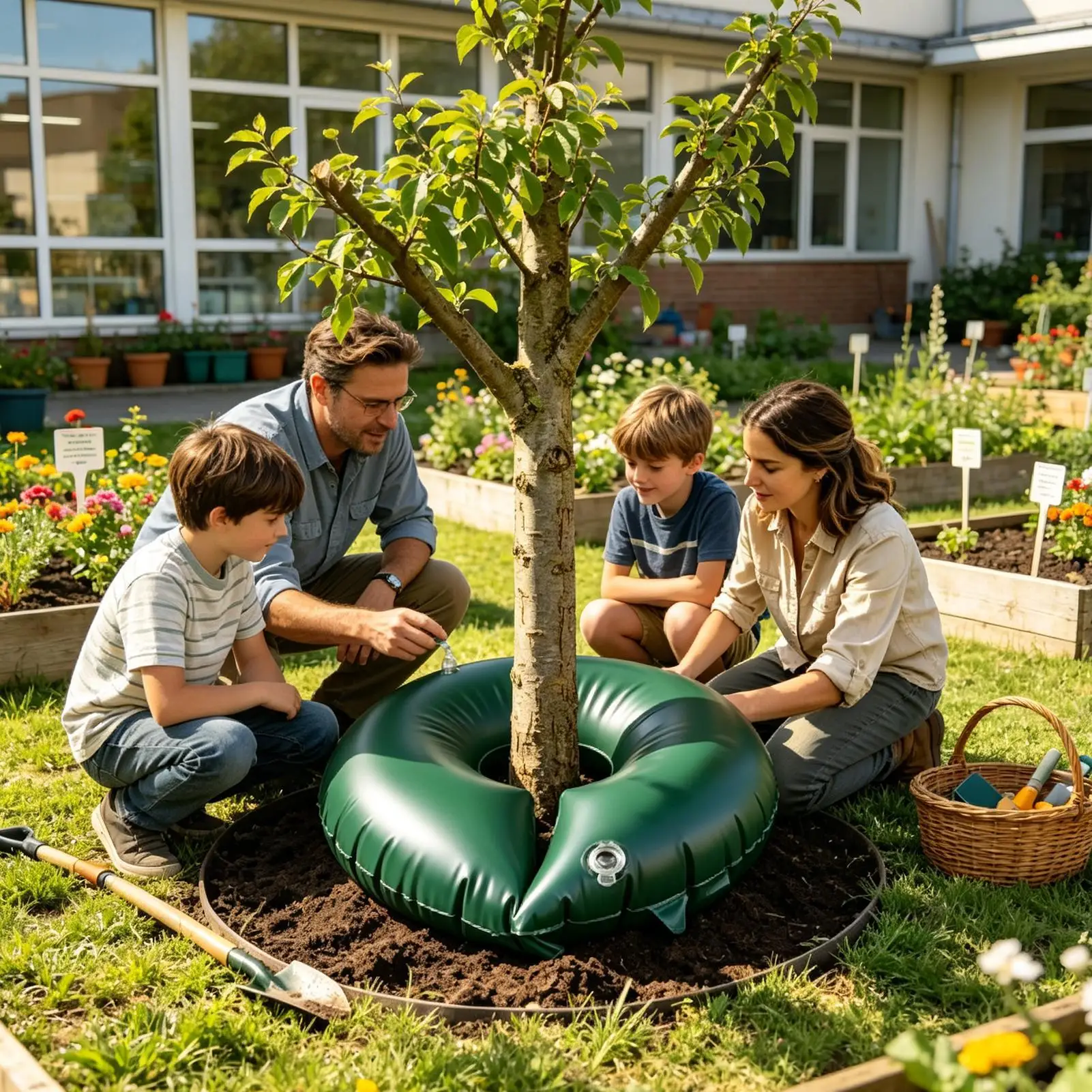 Tree Water Bags 10 Gallon Adjustable Ring-Shaped PVC Tree Watering Bags For Gardens Patios Courtyards Orchards Public Green
