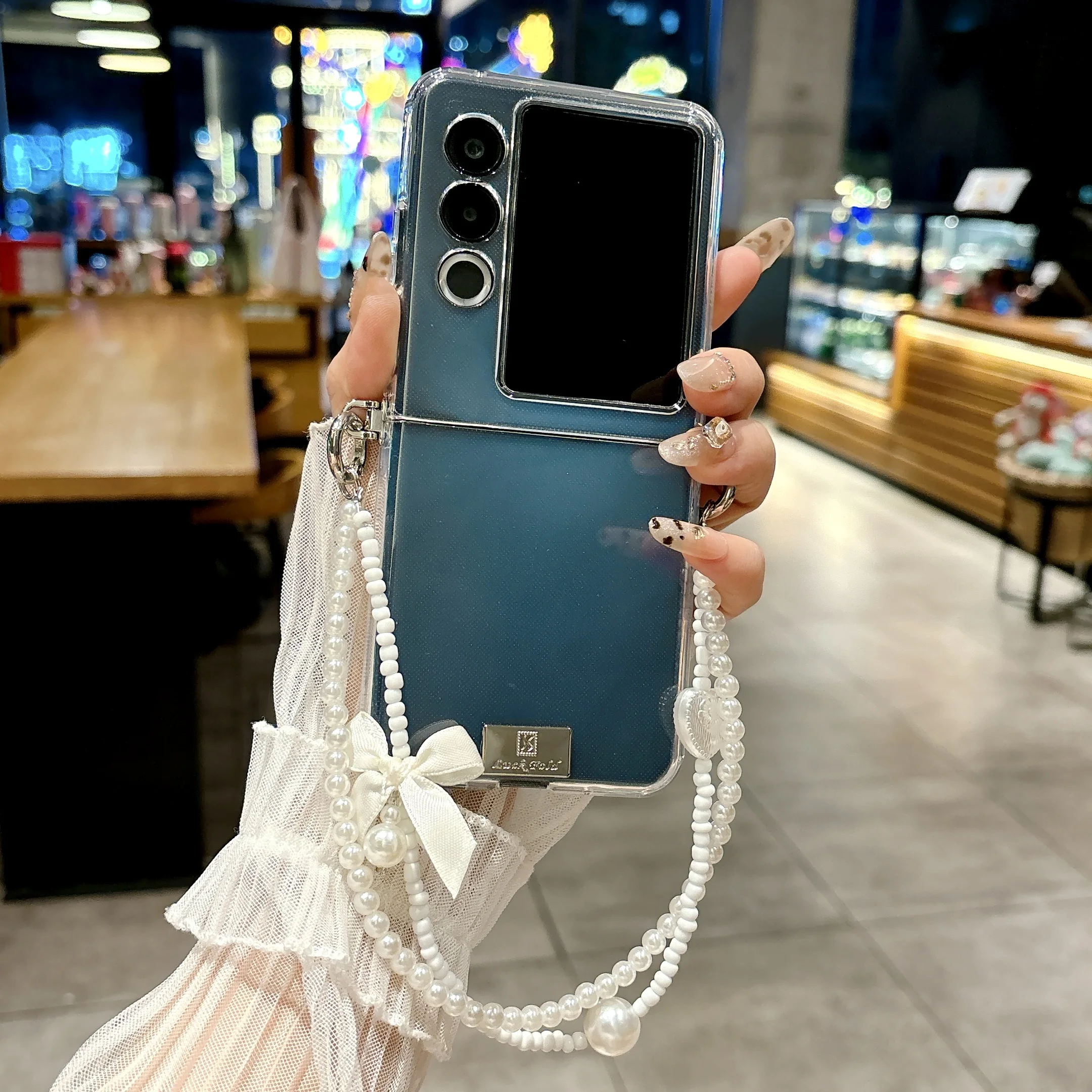 

TPU transparent Pearl Handheld Bracelet Phone Case Protection For Nubia Flip 2