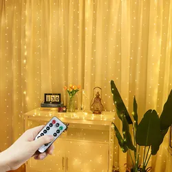 3/4/6M Christmas Light LED 8 Mode USB Curtain Fairy Light String Garland Wedding Party Holiday Bedroom Lamp Halloween Decoration