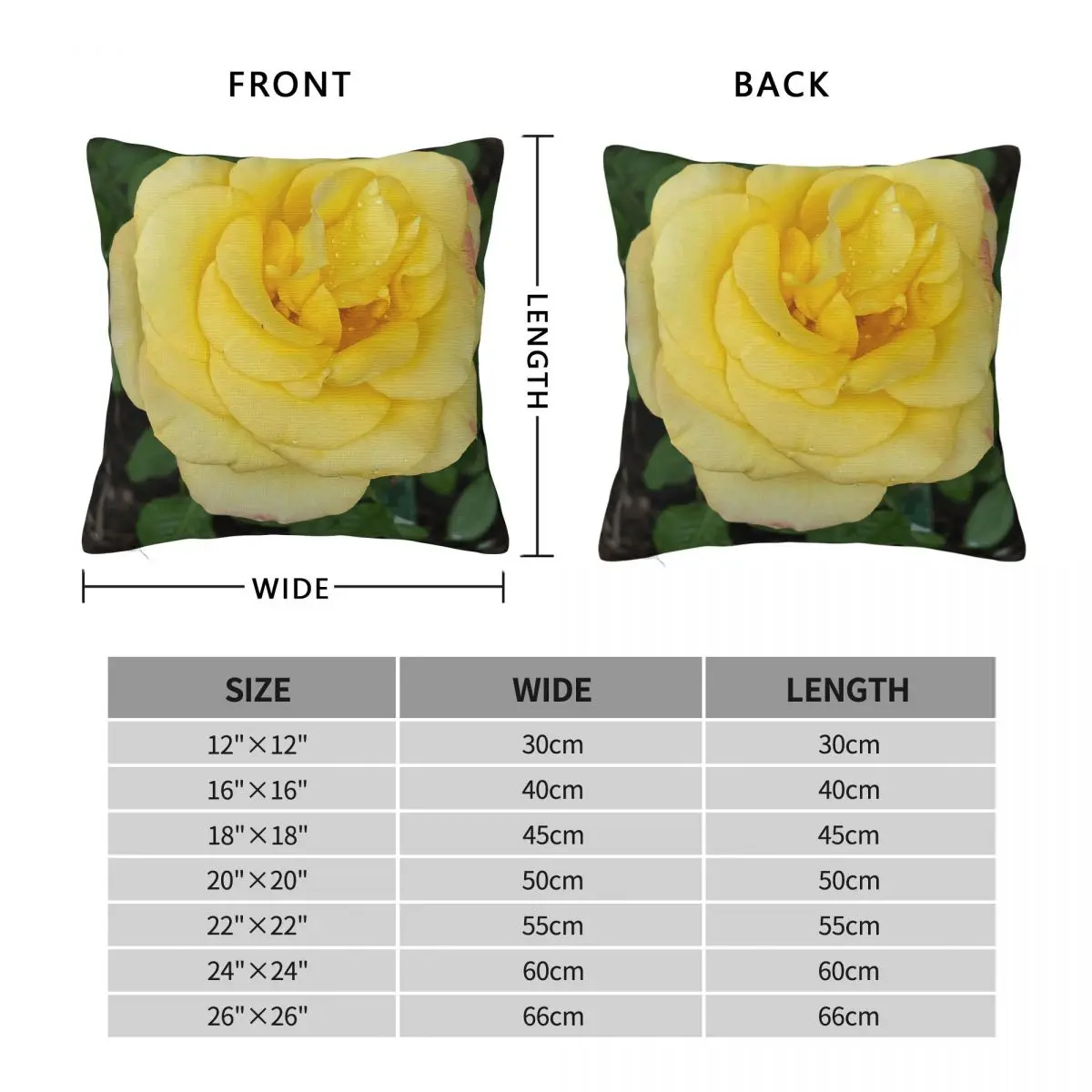 One Yellow Rose Square Pillowcase Polyester Linen Velvet Creative Zip Decorative Throw Pillow Case Bed Cushion Cover Wholesale