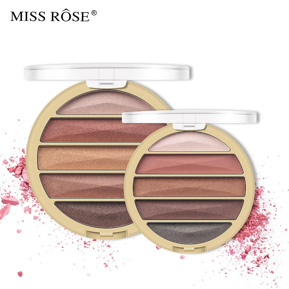 MISS ROSE 5 Color Pearlescent Glitter Shimmer Eyeshadow Palette Matte Shiny Waterproof Silky Brighten Eye Shadow Plate Cosmetics