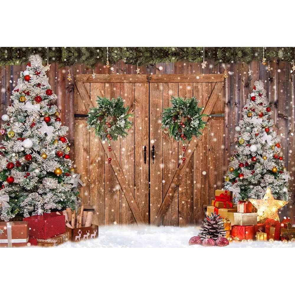 Christmas Backdrop Photography Xmas Tree Santa Claus Gift Background Party Decor Baby Portrait Photographic Props Photo Studio