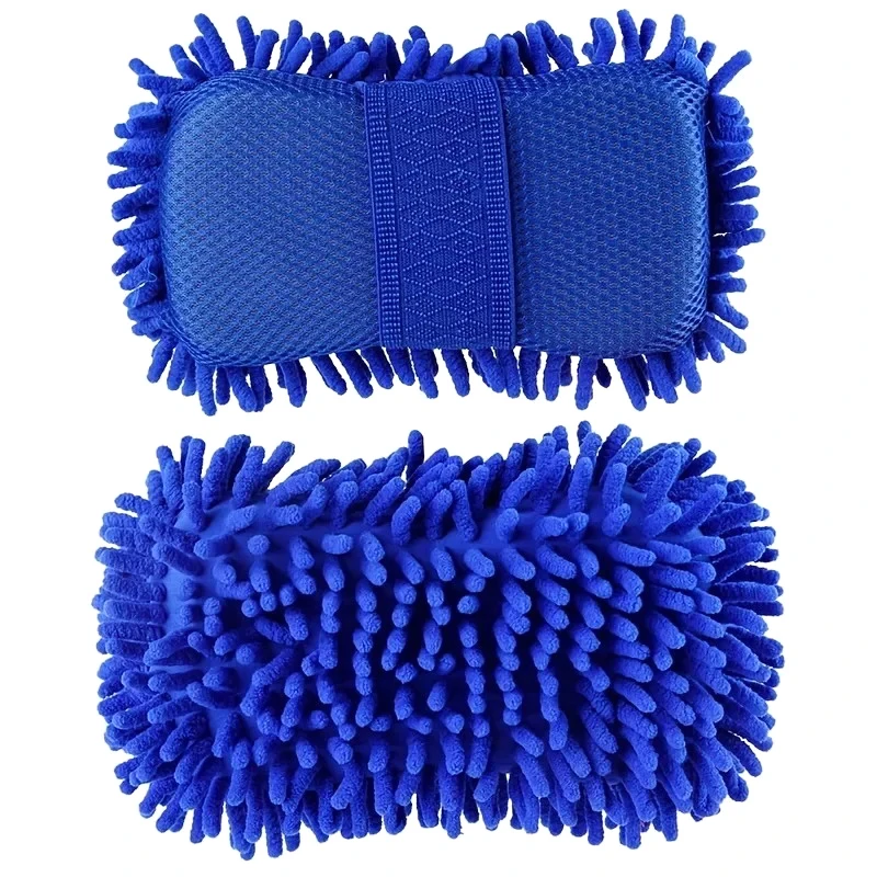 Cepillo de esponja de lavado de chenilla suave, lana de Coral, cepillo de lavado de microfibra, limpieza del cuerpo del coche, cepillos de absorción de agua, detalles