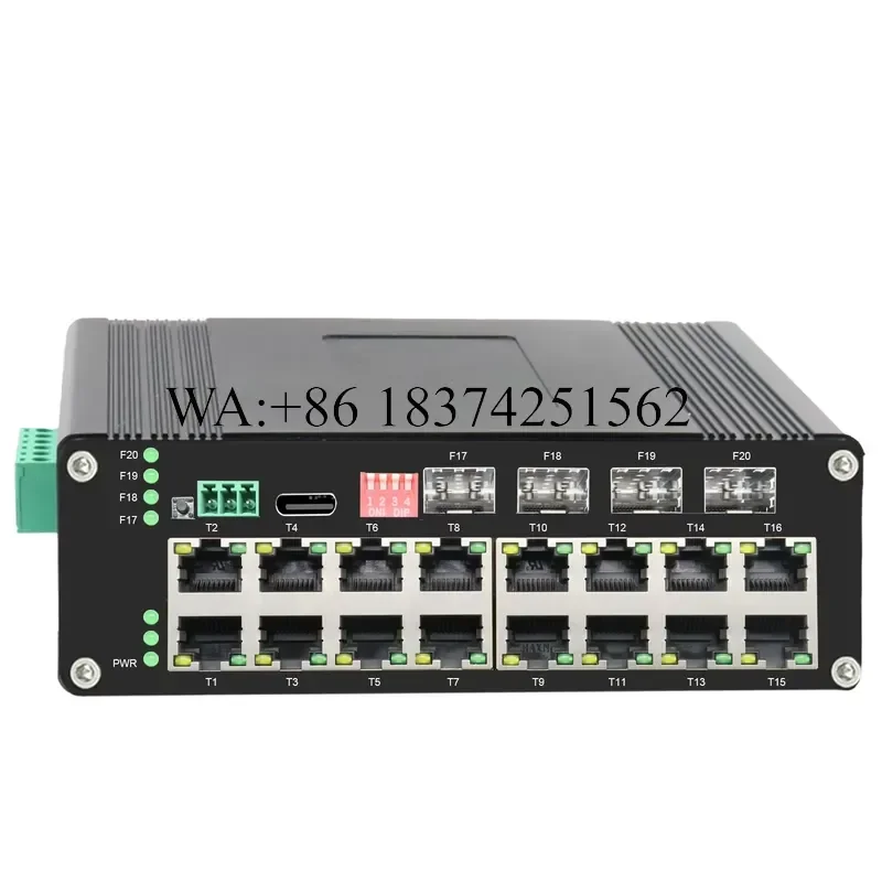 Wmwmnu Industrial 16 Port Gigabit Web Managed DIN Rail PoE Switch with 4 SFP Slots Support ERPS Network Ethernet Switch