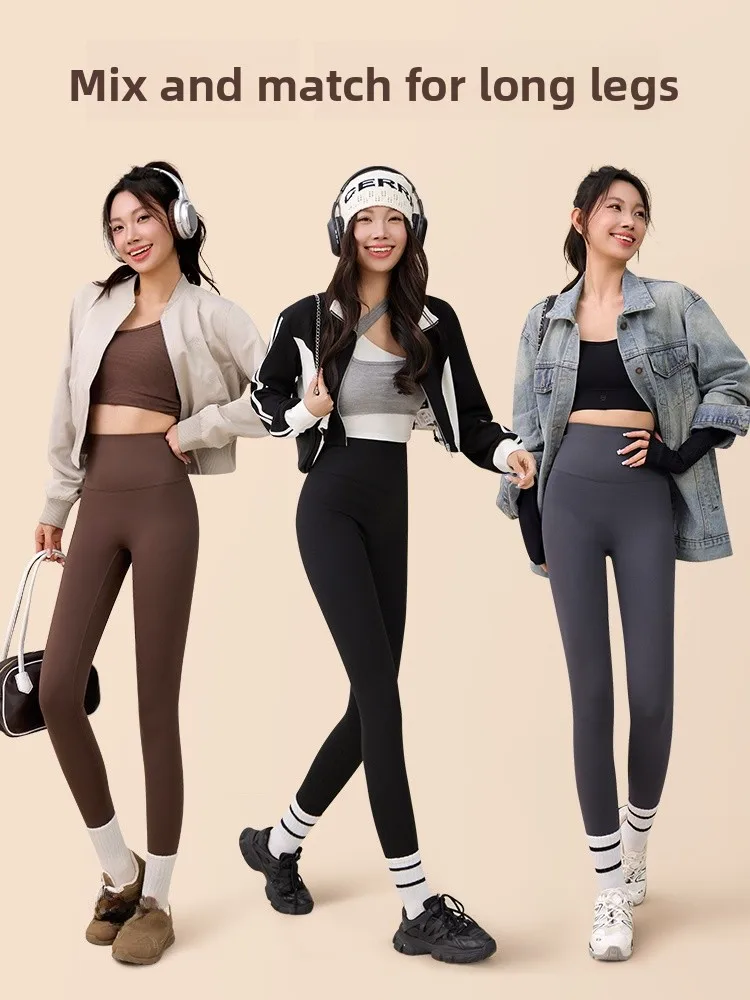 Legginsy damskie z wysokim stanem, ocieplane, z podszewką, modelujące sylwetkę, do jogi, na wiosnę, jesień i zimę.