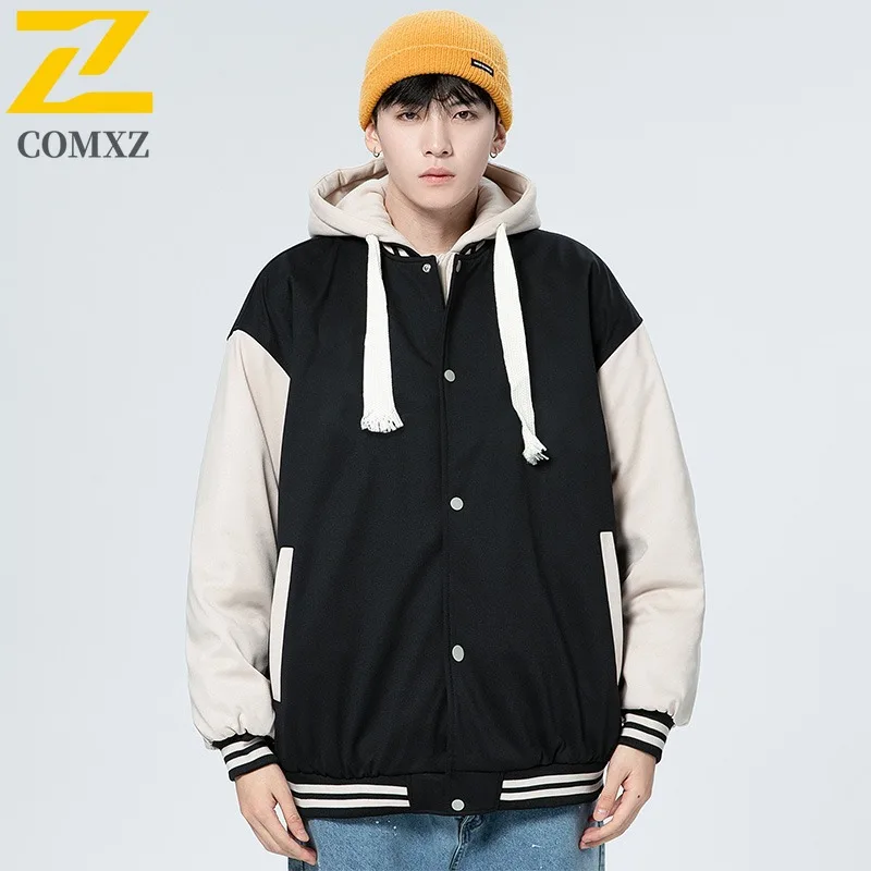 

Men's American Style Color-Block Baseball Windbreaker Loose Fit Spring Jacket Waterproof Windproof Streetwear Casual Outerwear