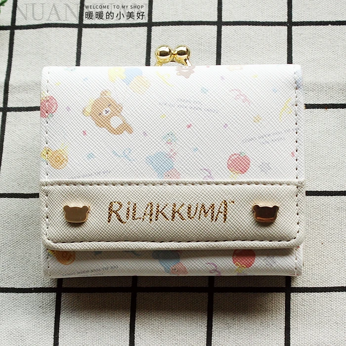 Cute Rilakkuma Wallet Purse Leather Small Short Wallets for Women Ladies Anime Kawaii Purses Money Clips Bag