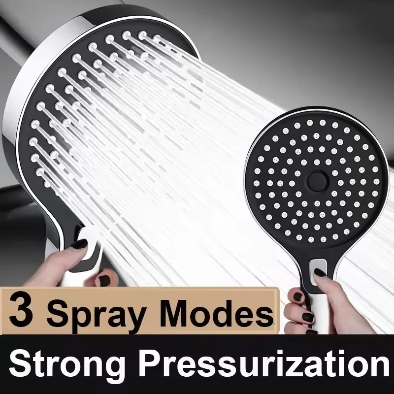 13CM Big Panel High Pressure Shower Head 3 Spray Modes Large Panel Outlet Water Saving Shower Massage Bathroom Faucet Accessorie