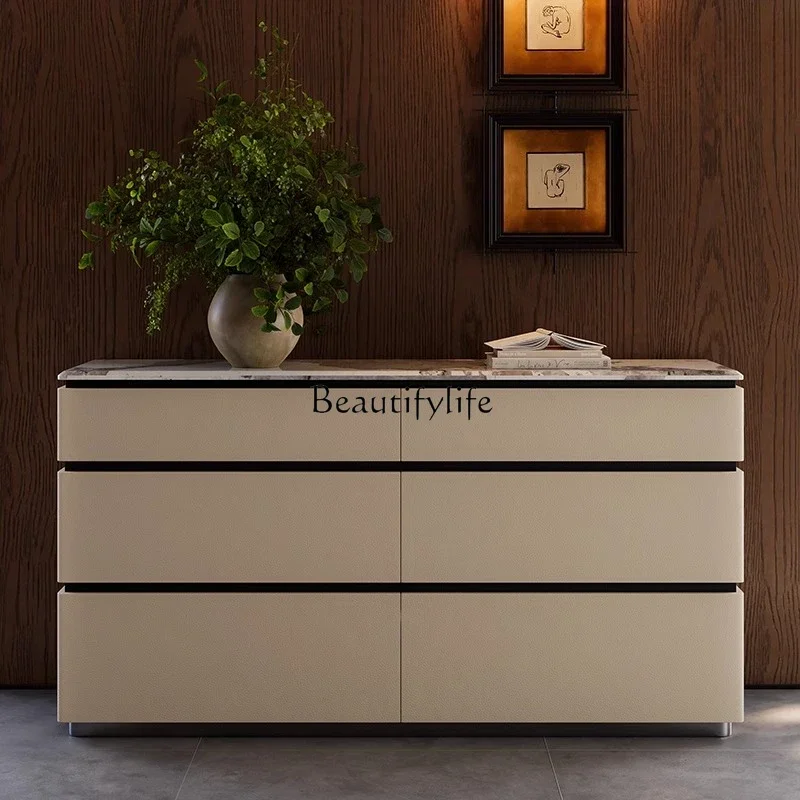 

yj21 -Premium light luxury dining side cabinet Italian marble storage entrance cabinet