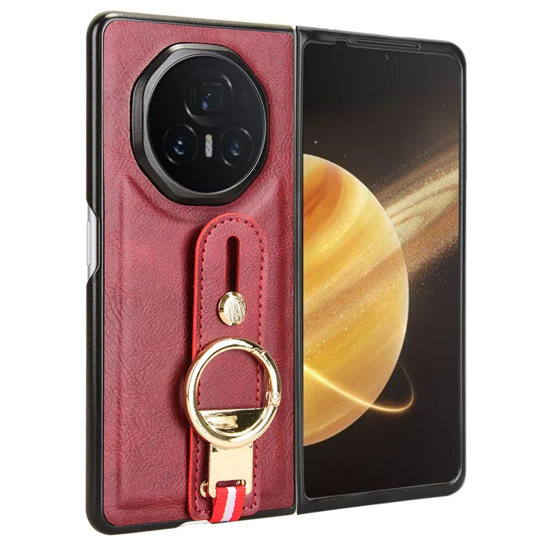 For Honor Magic V3 Anti-fall Fashion Wrist Strap Phone Holder Case For Honor Magic V3 Leather style Case Drop-Resistant Cover