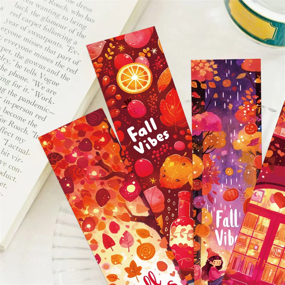 30pcs fall bookmarks falling leaves harvest decorations students office supplies books book pages labeling card decorations DIY