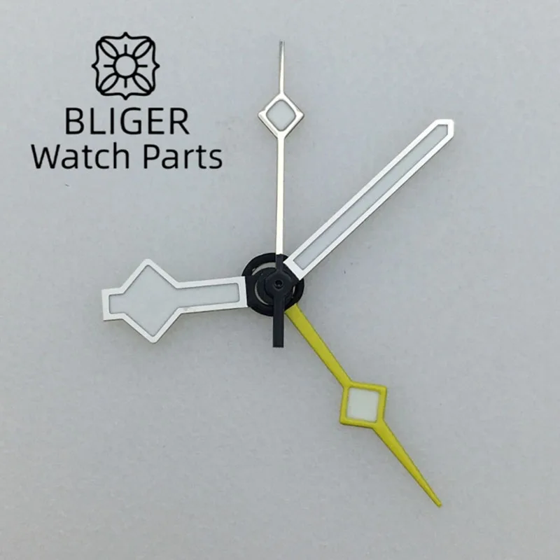 BLIGER Watch Parts Black Silver Watch Hands Orange Yellow GMT Needles For NH34 GMT Movement Watch Pointers Green Luminous 4 PCS