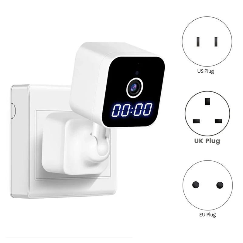 

Clock Monitoring Camera 1080P Mini Wifi Surveillance Cam With Night Vision And Sound Detection Way Audio Siren Durable EU Plug