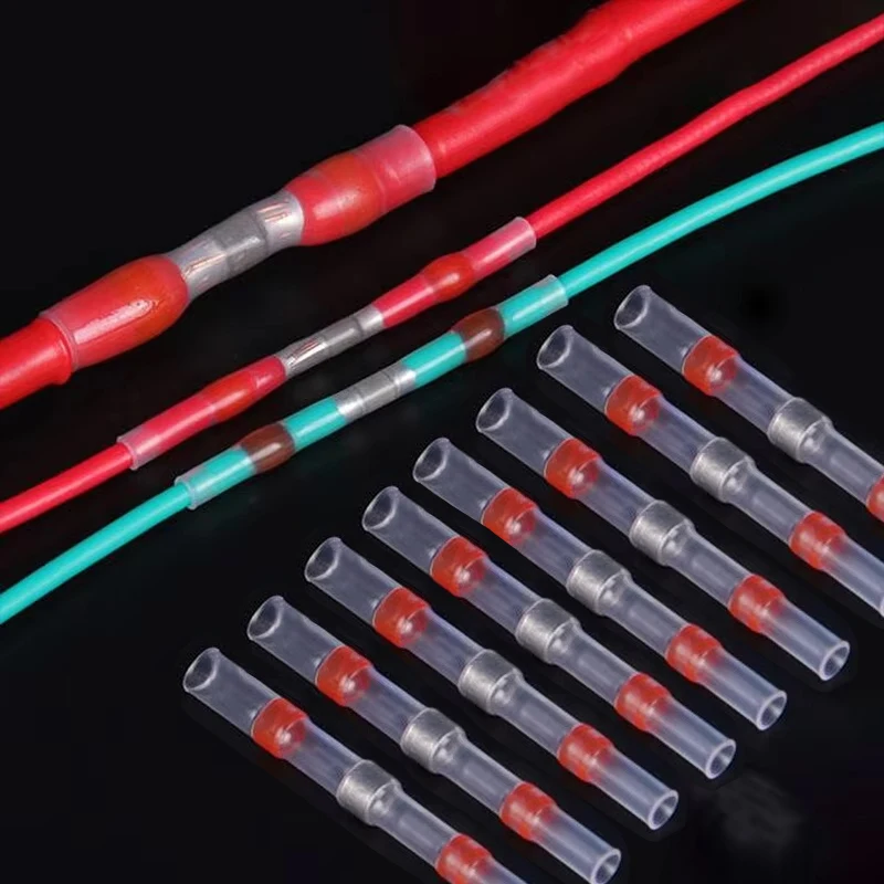 100pcs Solder Ring Terminal Sealed Heat Shrink Tube Wire Connector Heat Shrink Quick Terminal Waterproof Quick Butt Connector