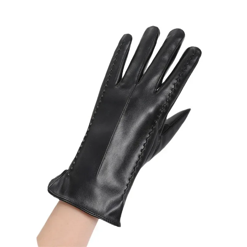 

Кожаные перчатки для женщин, теплые осенне-зимние Great Wall Flower, модифицированная форма руки в корейском стиле, бархатная утолщенная езда