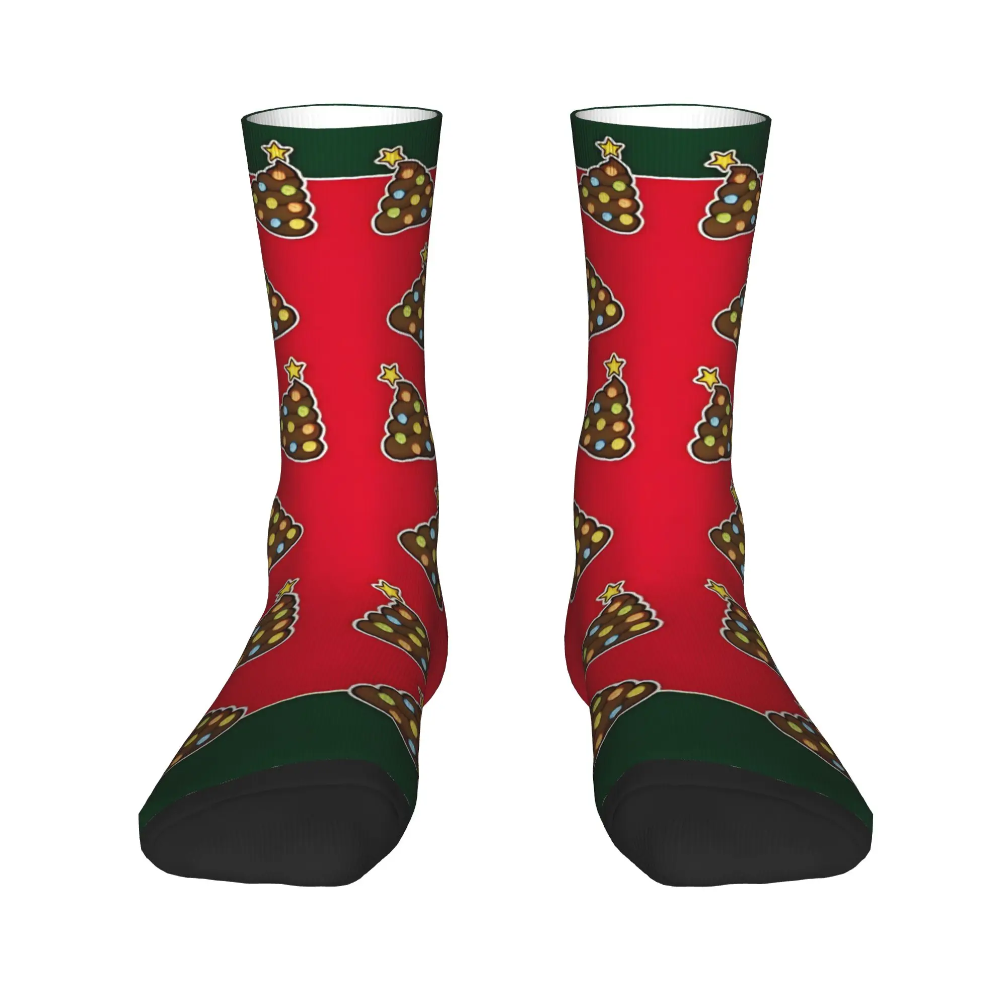 Poop Decorated Christmas Tree Festive    Socks  Non Skid Stockings Men Soft Running Sports Socks Winter Funny Design Socks