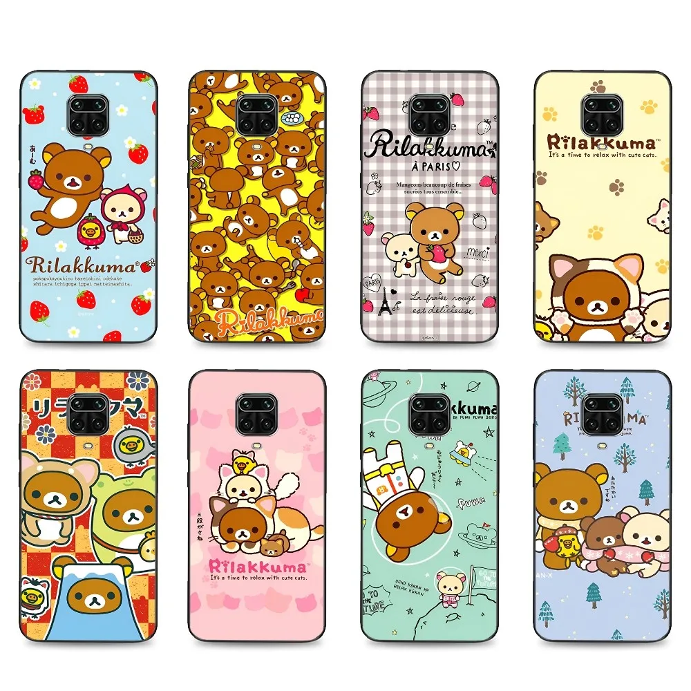 Cute R-Rilakkumas Bear Phone Case For Xiaomi Mi 5X 8 9 10 11 12 lite pro 10T PocoX3pro PocoM3 Note 10 pro lite