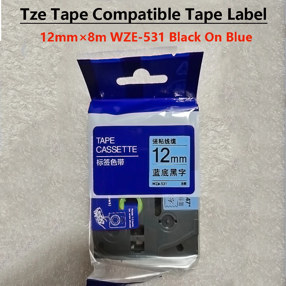 12mm TZ TZE-251 TAPE  BLACK ON BLUE Compatible Label Tape WZE-531 Labeling Ribbon For Ptouch Label Maker Labeling Machine