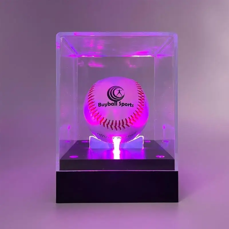 

Акриловый куб, бейсбольная коробка, подставка для бейсбольного дисплея со светодиодной подсветкой, прозрачный держатель для для