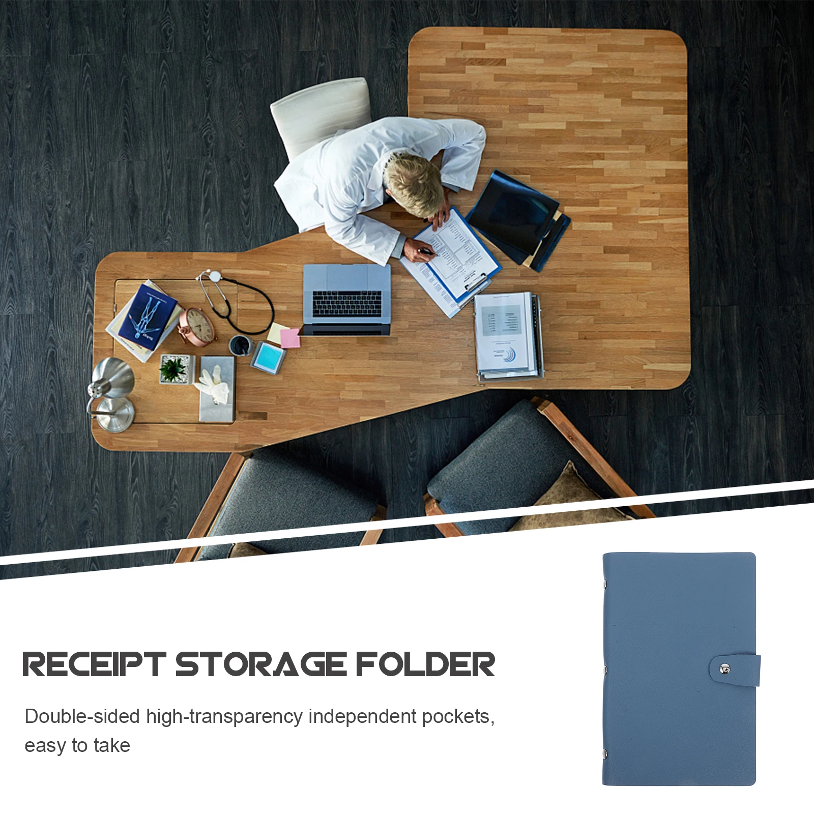 

Practical Invoice Album for Office Use Easy Closure Business Checkbook Plastic Bill Folder Water Resistant Storage