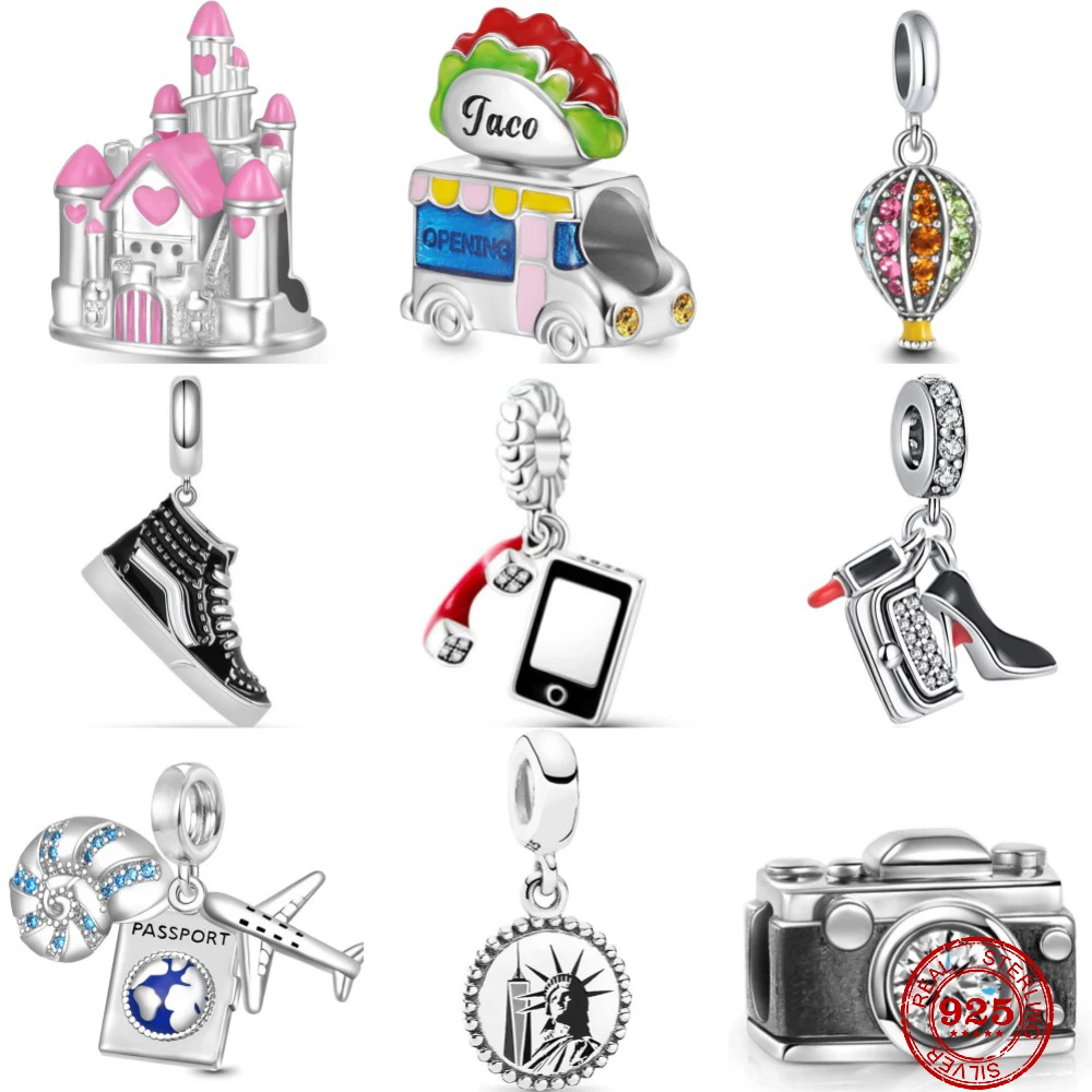 The new silver Taco Truck sneakers camera fit the original Pandora Charm Silver 925 Bracelet with DIY Women's Jewelry