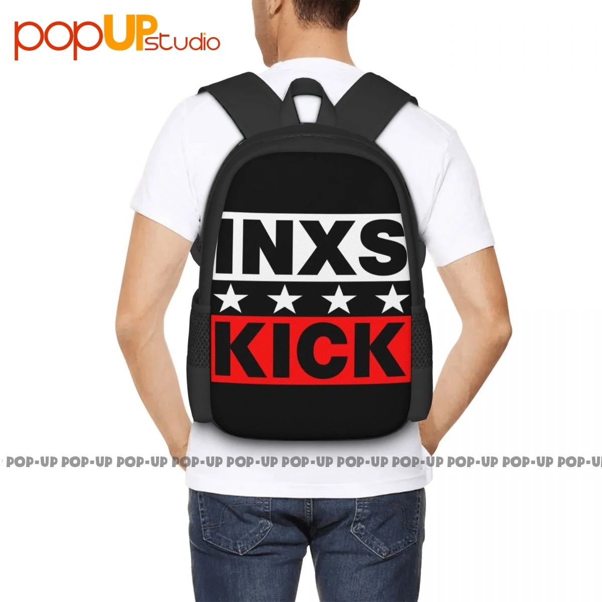 Inxs أستراليا روك باند الموسيقى جولة على ظهره سعة كبيرة Bookbag حقيبة أحذية حقيبة تسوق مدرسة الرياضة حقيبة