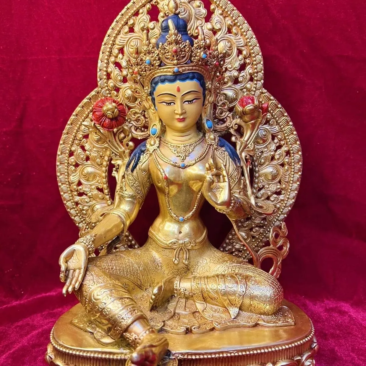 Green Tara Big 50CM pure copper Tibet gilt craft pure copper Buddha statue ornament