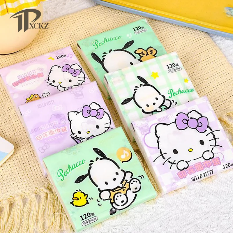 

Бумажный носовой платок Sanrio, милый мультяшный рисунок Hello Kitty, милая портативная туалетная бумага для девочек, подарок на день рождения