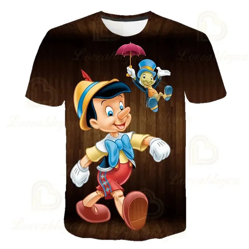 2024 New Cartoon T-Shirts Pinocchio Anime 3D Print Men Women Fashion T Shirt Boy Girl Tees Tops Clothing 