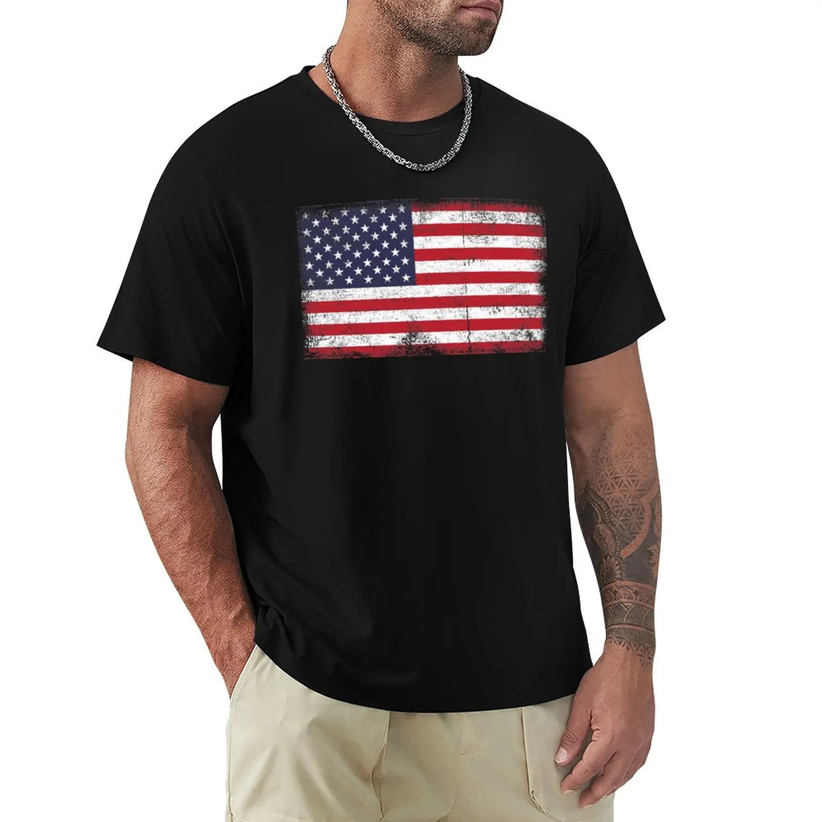 USA - American Flag 4th Of July T-Shirt Big Size Simple T-Shirt
