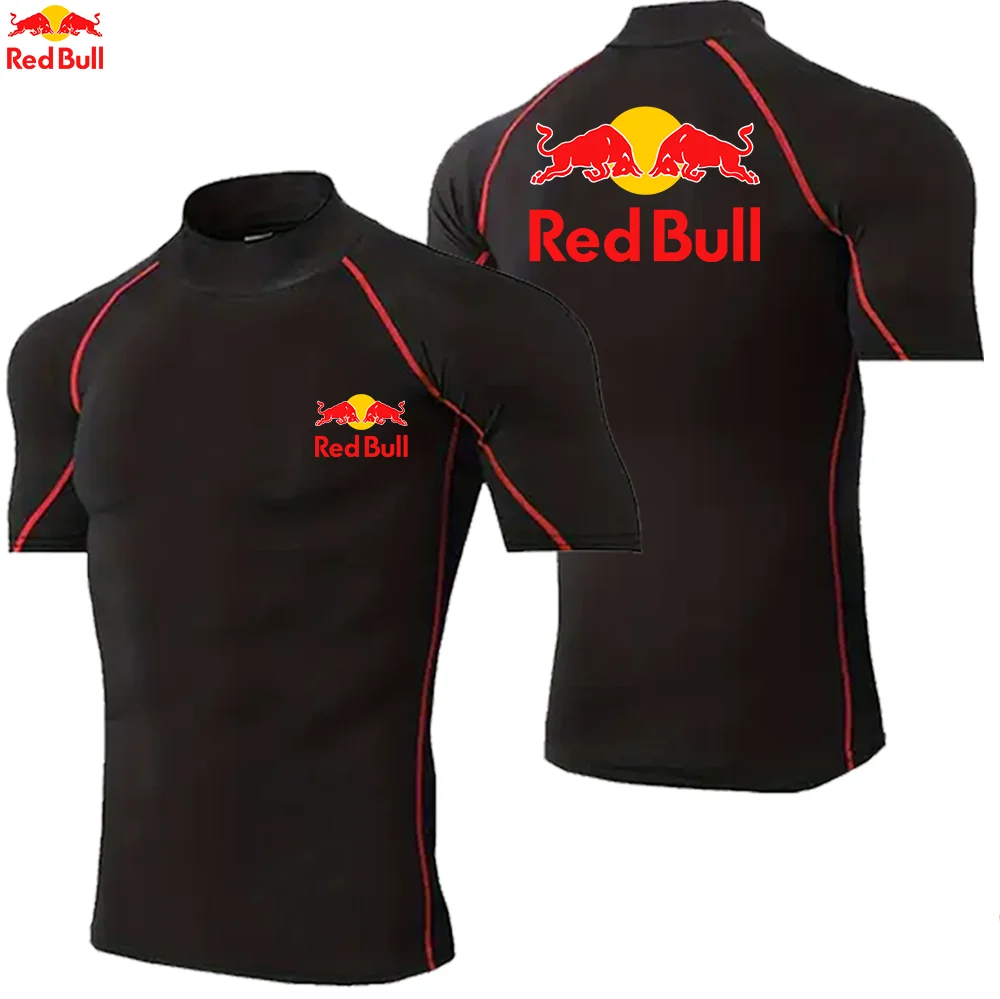 ريد بول طباعة الرجال عالية الرقبة طويلة الأكمام ضغط قمصان بارد جاف الشمس حماية جوارب رياضية الملابس الداخلية تشغيل الصالة الرياضية قمم #3