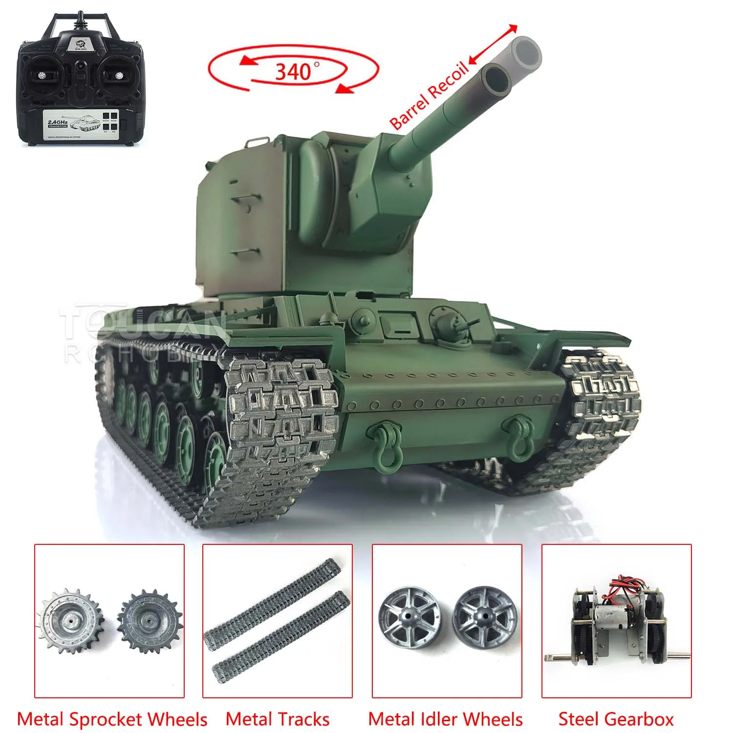 1/16 KV-2 دبابة مع جهاز للتحكم عن بُعد هنغ لونغ 3949 7.0 ترقية RTR خزانات التحكم عن بعد نموذج مع مسارات معدنية للهواة TH19750